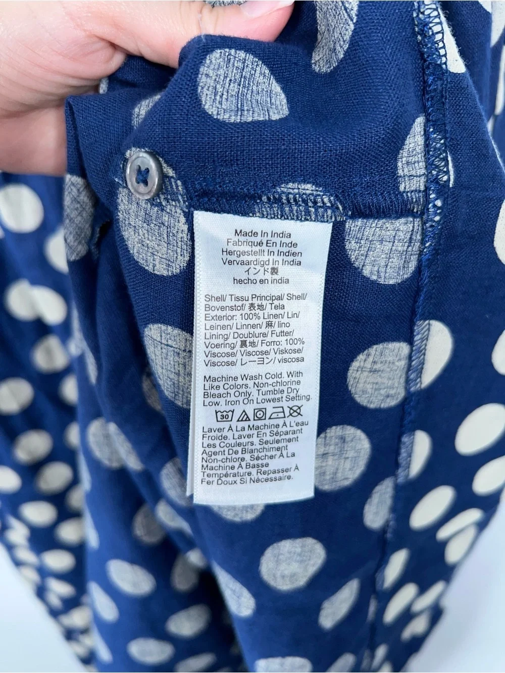 J Crew Navy Polka Dot Sleeveless Midi Dress Smocked Waist Linen New Size Small